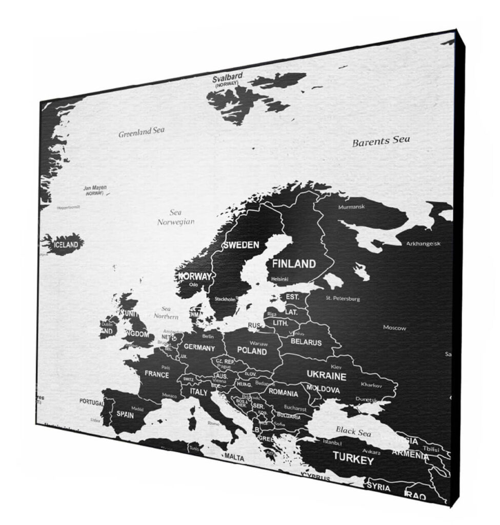 Magnetyczna Mapa Europy - WhiteBlack