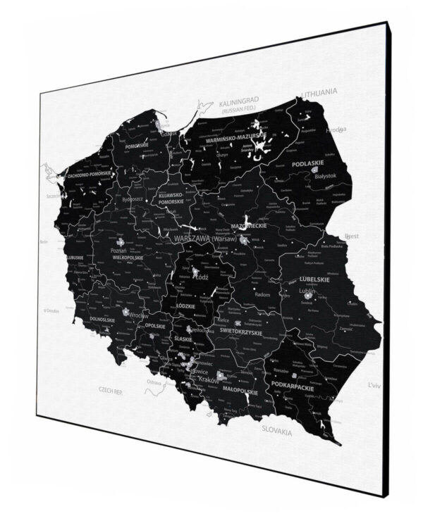 Magnetyczna Mapa Polski - WhiteBlack