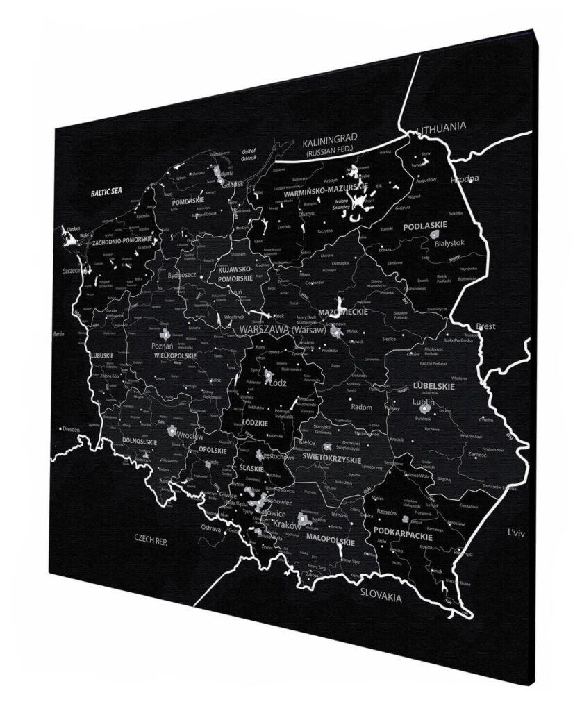 Magnetyczna Mapa Polski - Black